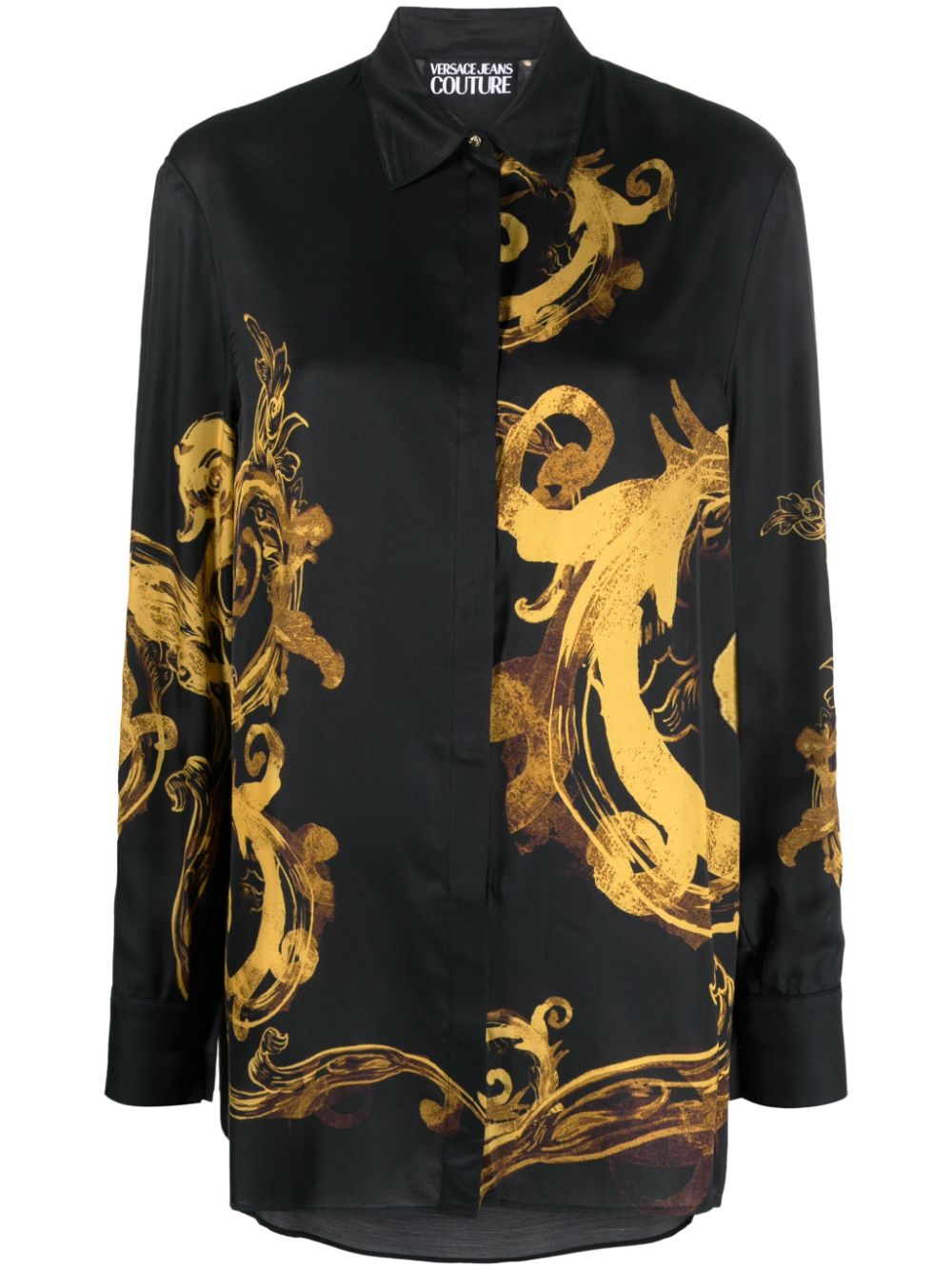 Versace Jeans Couture Chain Couture-print satin shirt - Black von Versace Jeans Couture