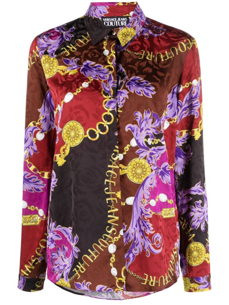 Versace Jeans Couture Chain Couture-print satin shirt - Red von Versace Jeans Couture