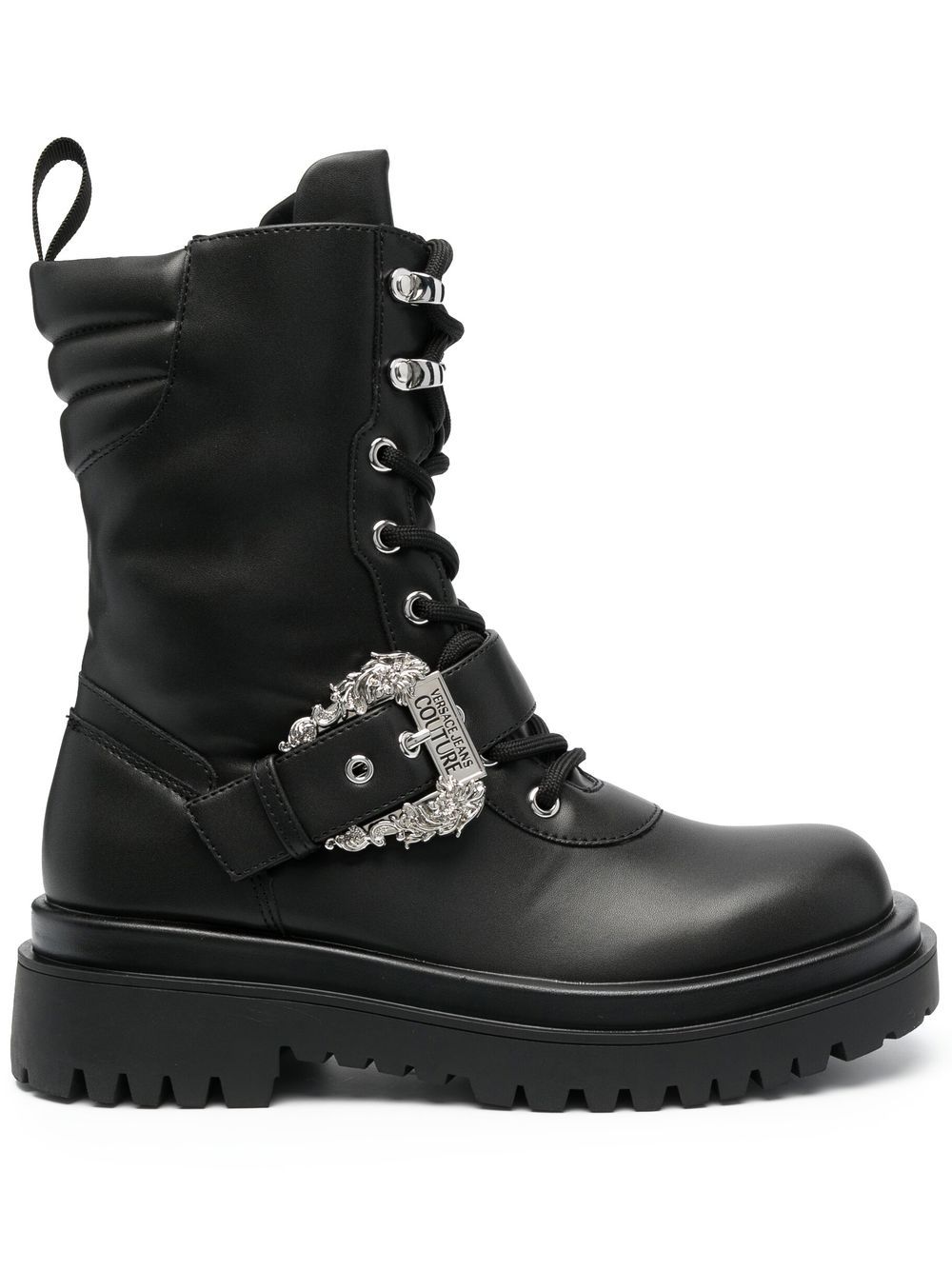 Versace Jeans Couture Drew baroque-buckle combat boots - Black von Versace Jeans Couture