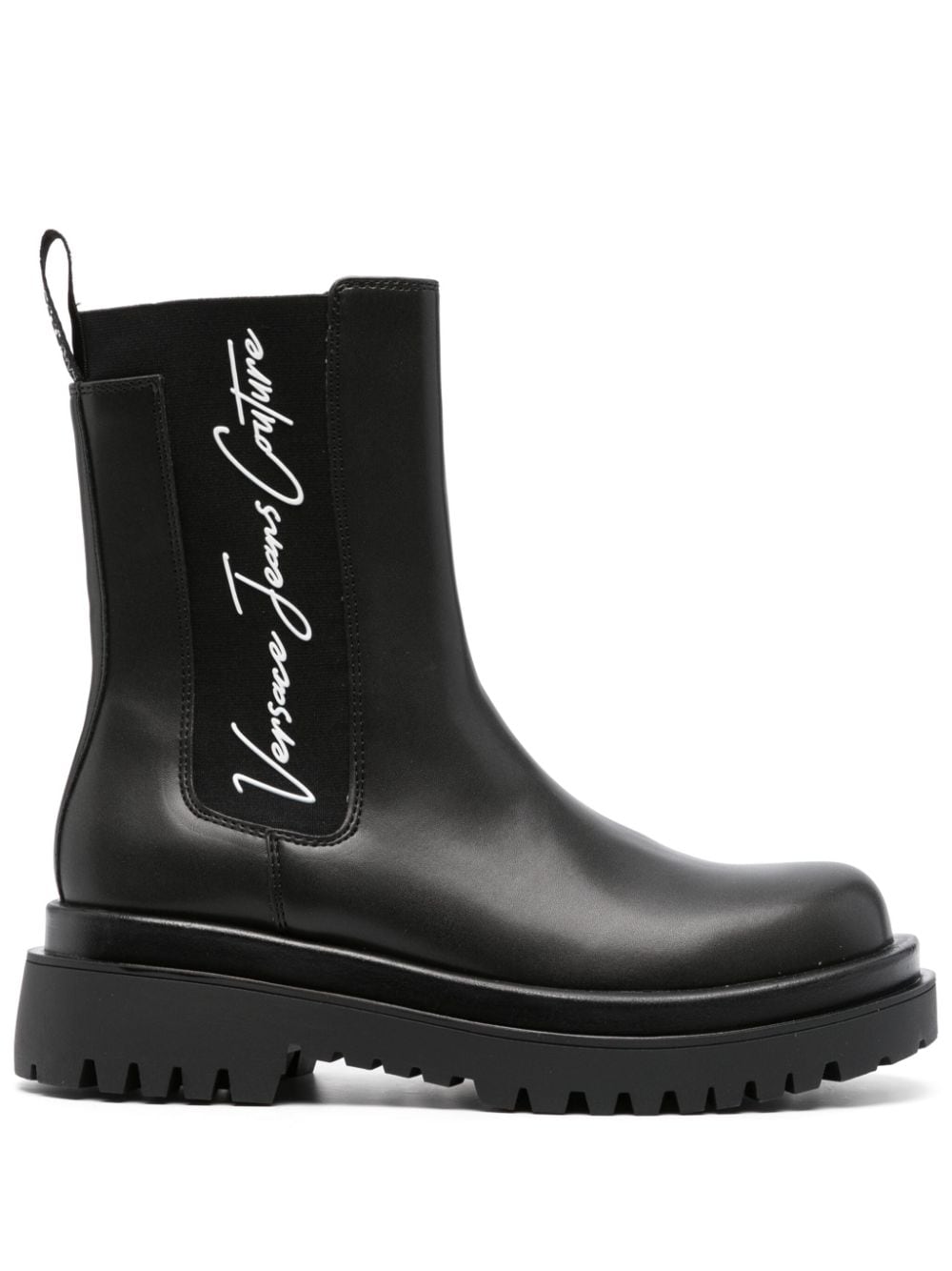 Versace Jeans Couture Drew logo-print pull-on boots - Black von Versace Jeans Couture