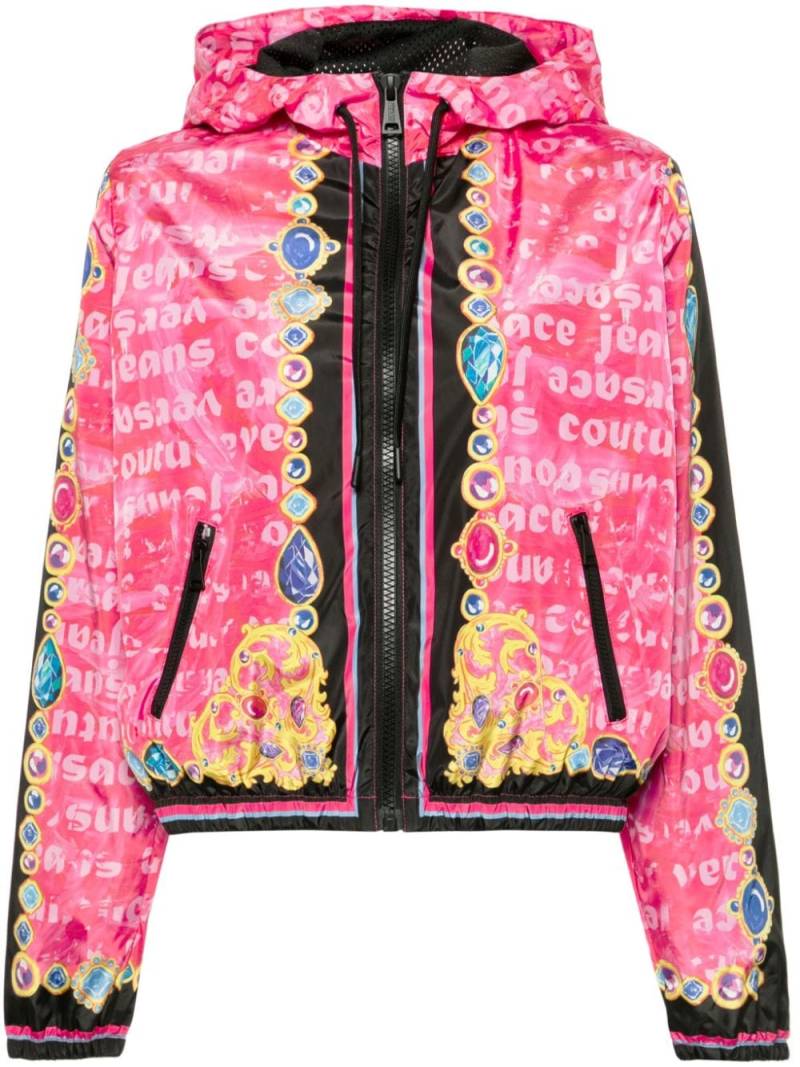 Versace Jeans Couture Heart-print hooded windbreaker - Pink von Versace Jeans Couture