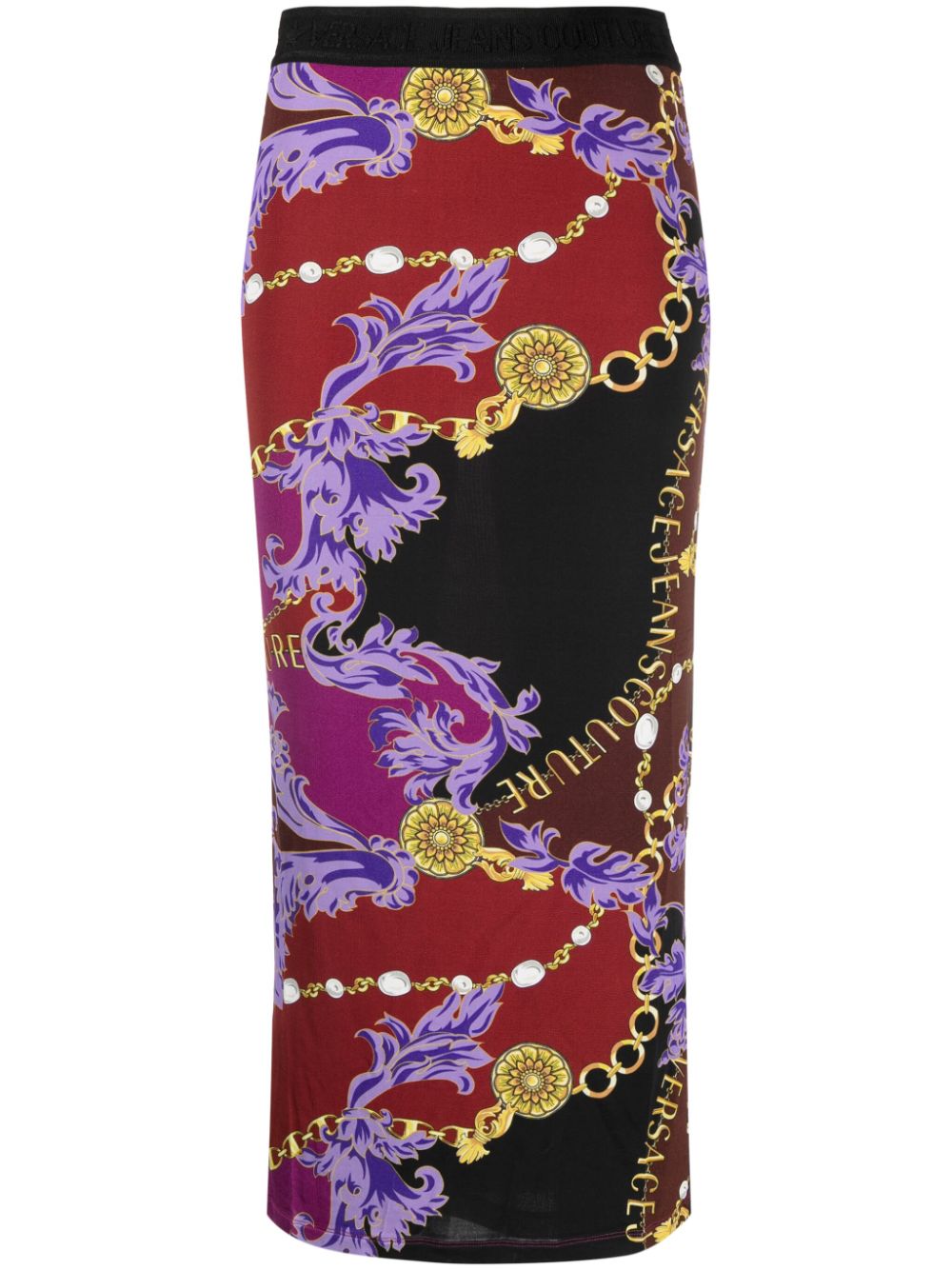 Versace Jeans Couture Logo Couture-print midi skirt - Red von Versace Jeans Couture