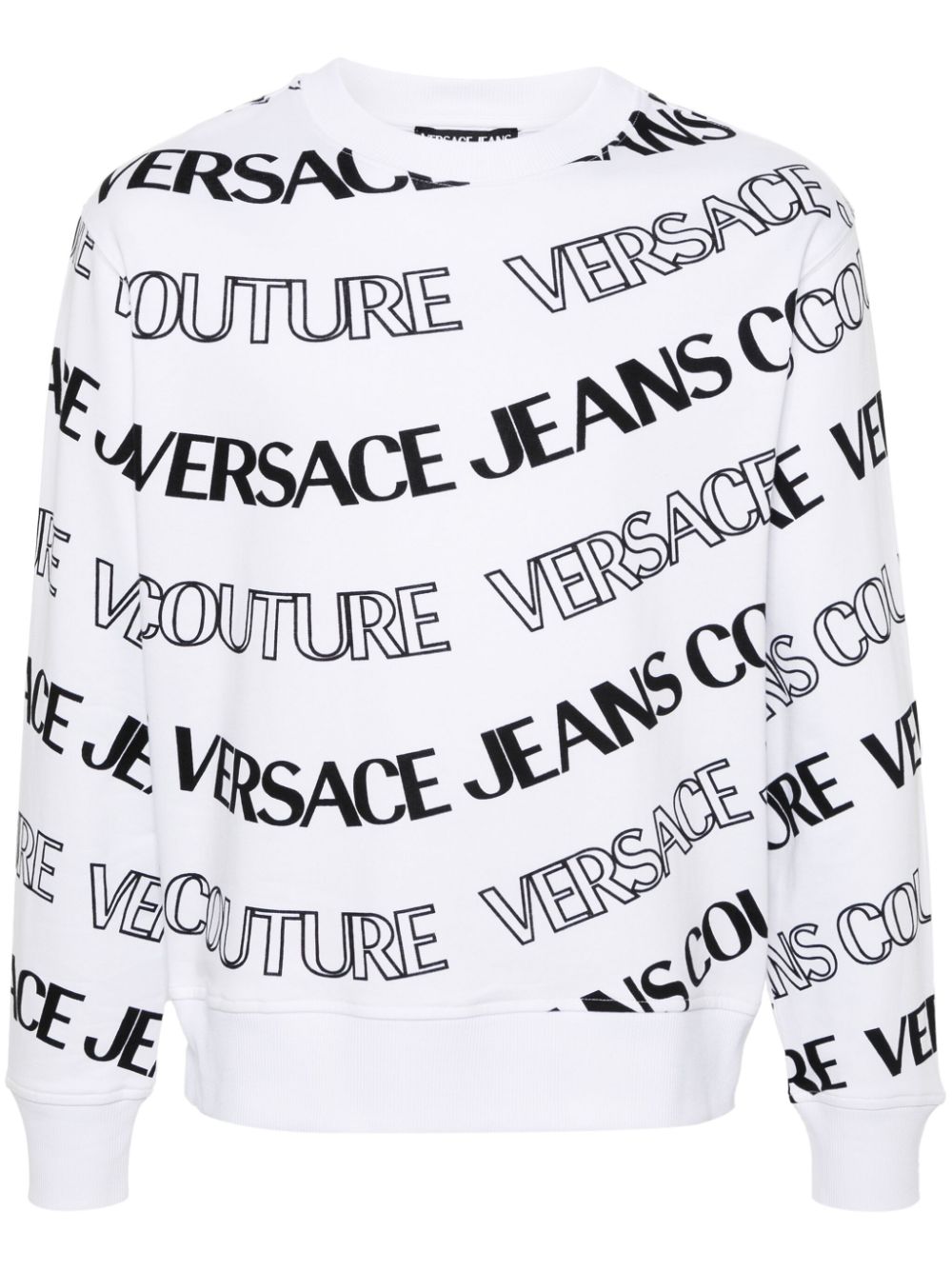 Versace Jeans Couture Logowave-print cotton sweatshirt - White von Versace Jeans Couture