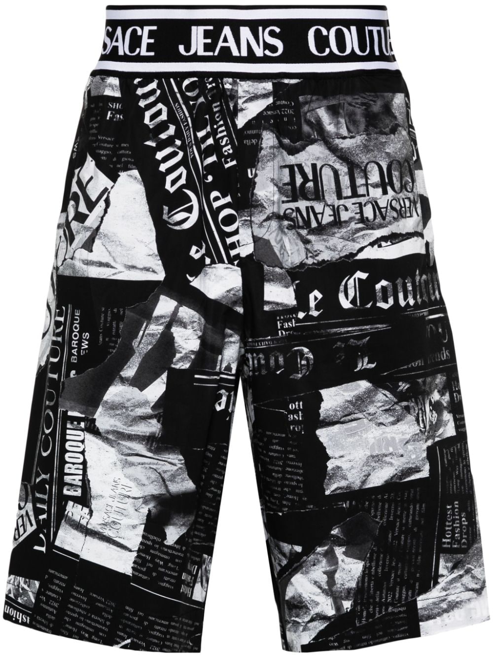 Versace Jeans Couture Magazine-print shorts - Black von Versace Jeans Couture