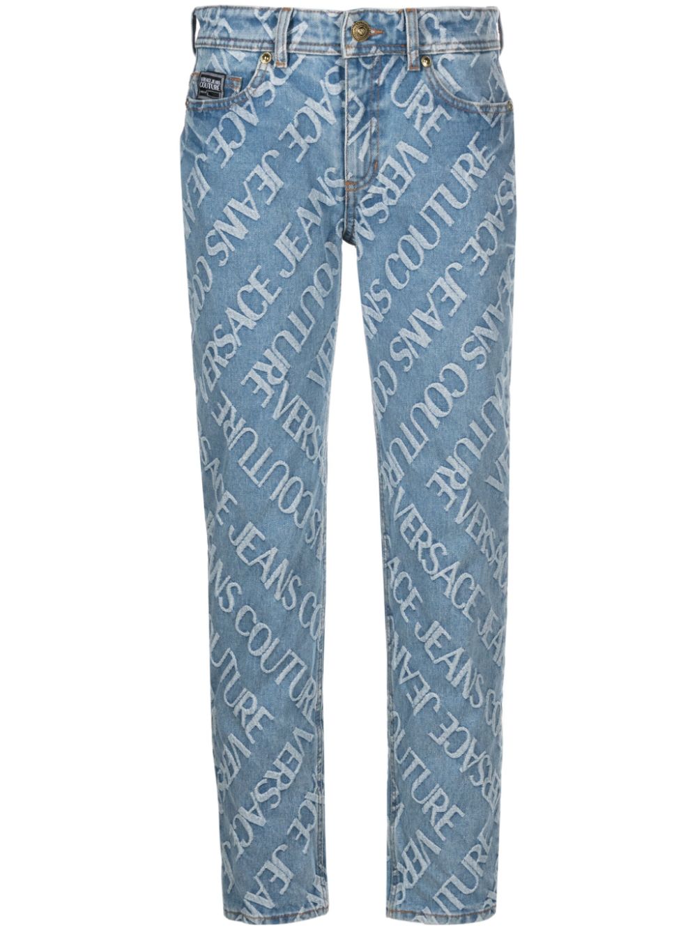 Versace Jeans Couture Melissa logo-embossed cropped jeans - Blue von Versace Jeans Couture