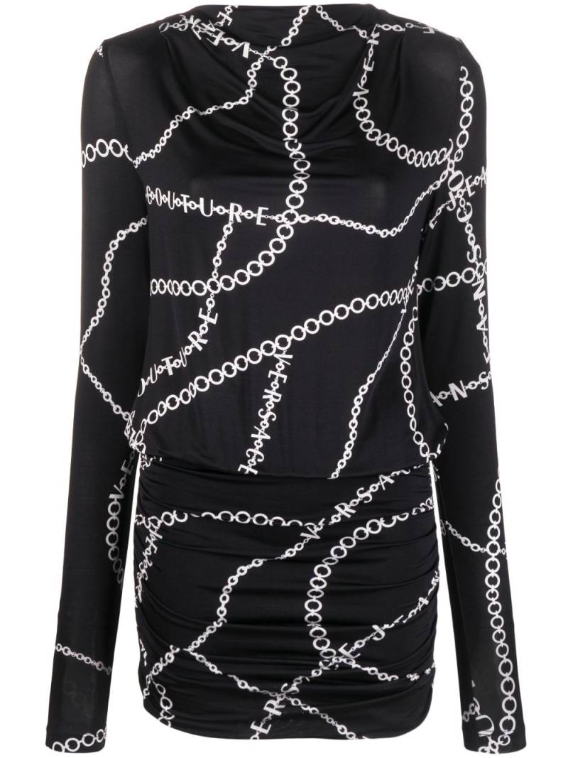 Versace Jeans Couture Necklace-print open-back minidress - Black von Versace Jeans Couture