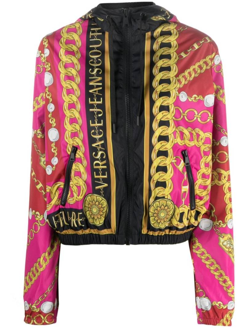 Versace Jeans Couture V-Emblem chain windbreaker jacket - Pink von Versace Jeans Couture