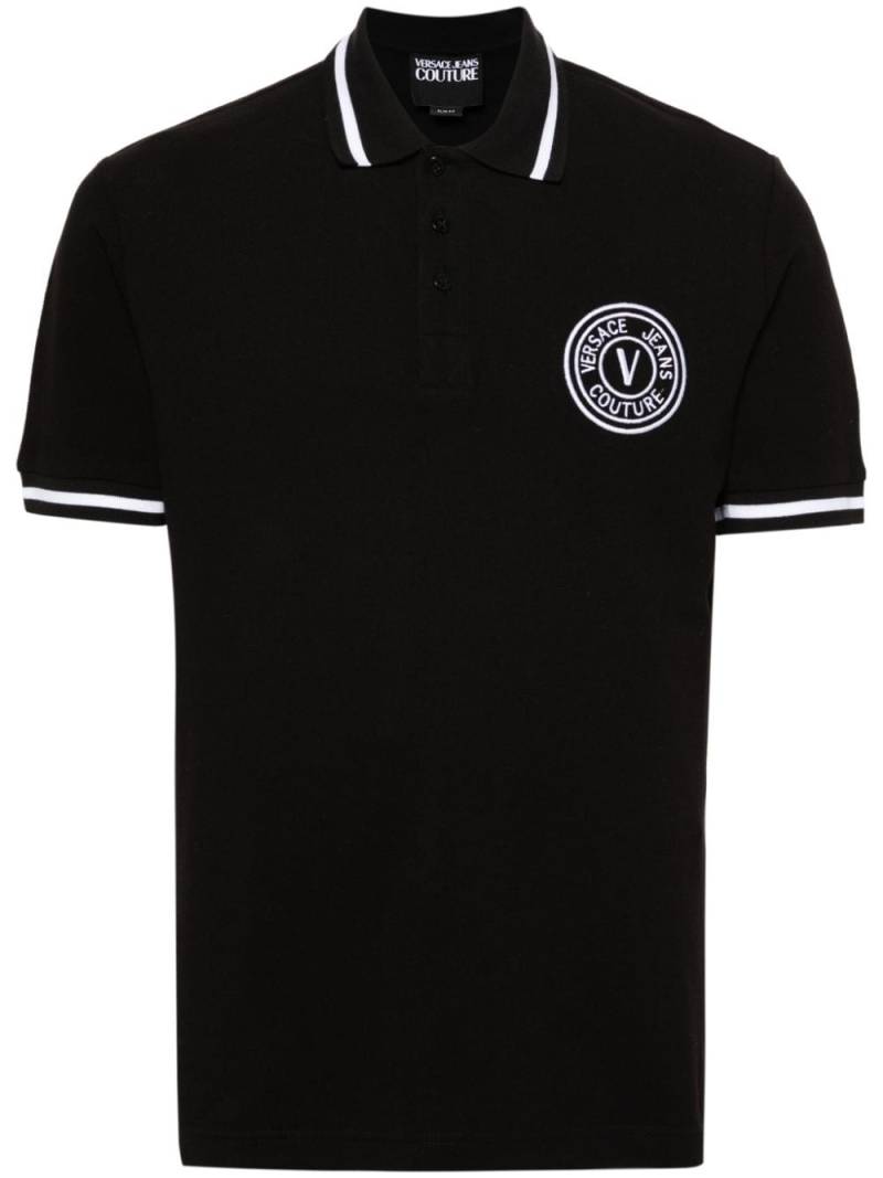 Versace Jeans Couture V-Emblem piqué polo shirt - Black von Versace Jeans Couture