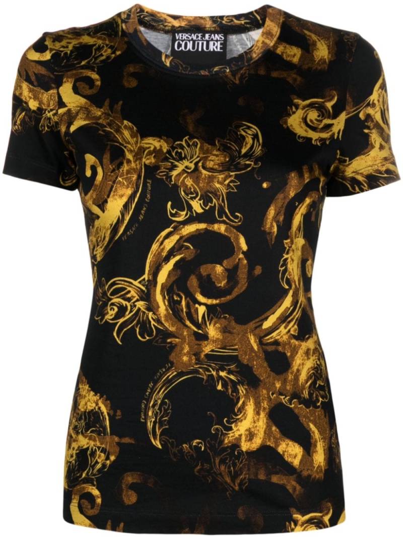 Versace Jeans Couture Watercolour Couture cotton T-shirt - Black von Versace Jeans Couture