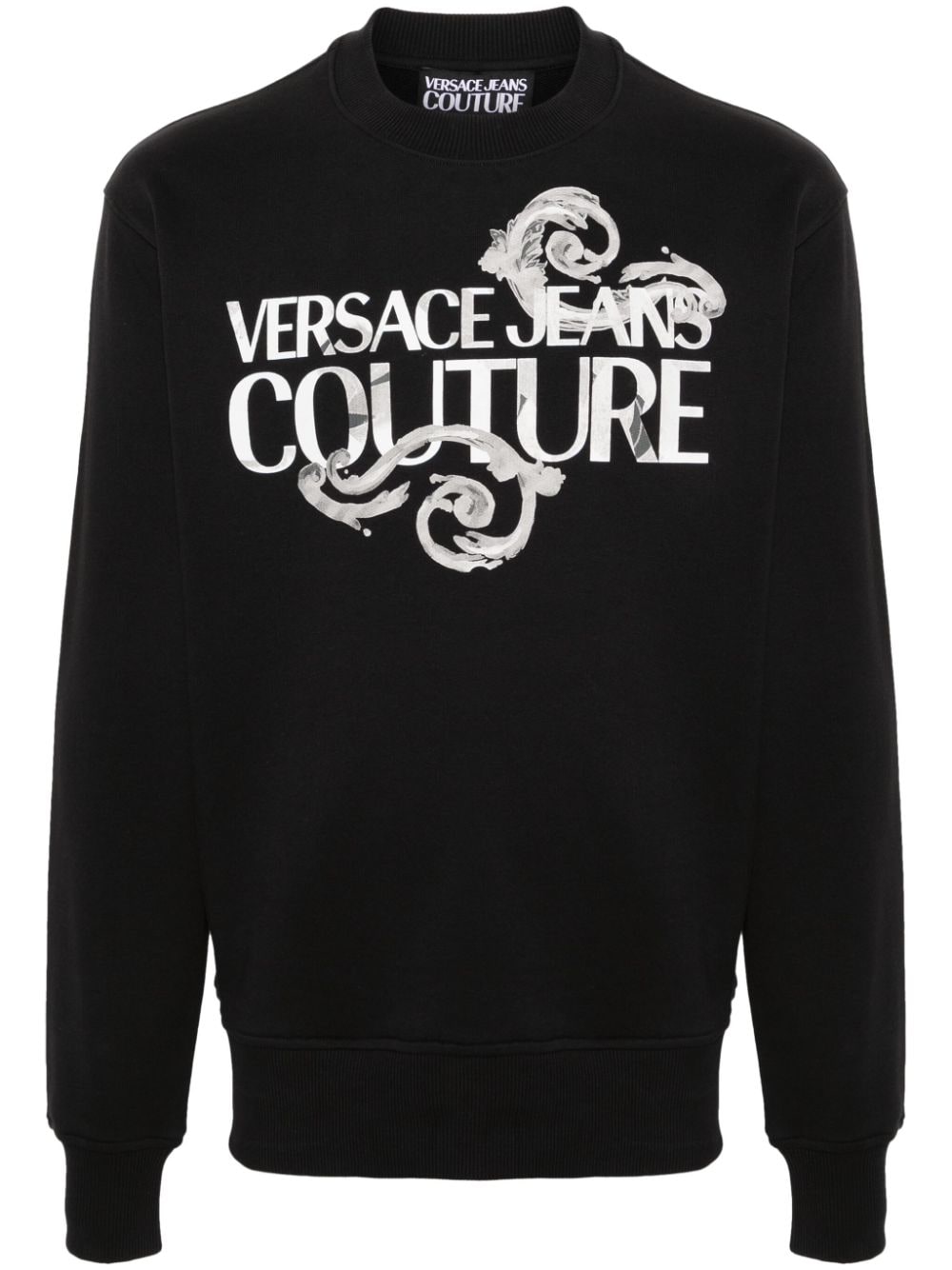 Versace Jeans Couture Watercolour Couture cotton sweatshirt - Black von Versace Jeans Couture