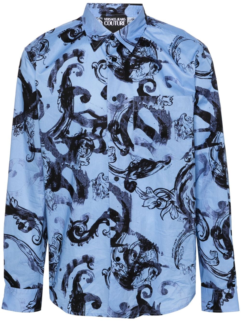 Versace Jeans Couture Watercolour Couture-print cotton shirt - Blue von Versace Jeans Couture