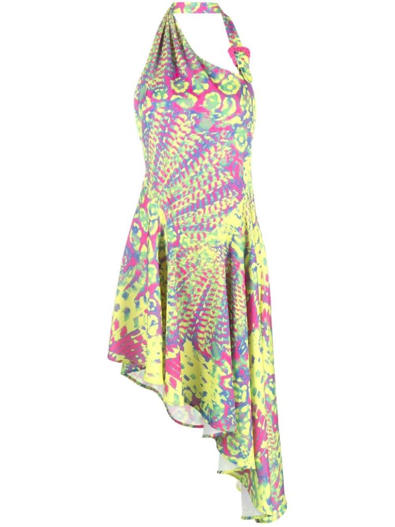 Versace Jeans Couture abstract-print asymmetric-hem dress - Yellow von Versace Jeans Couture