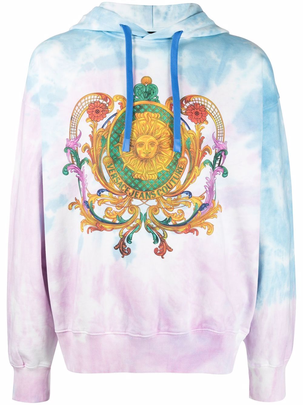 Versace Jeans Couture barocco-print tie-dye hoodie - Blue von Versace Jeans Couture