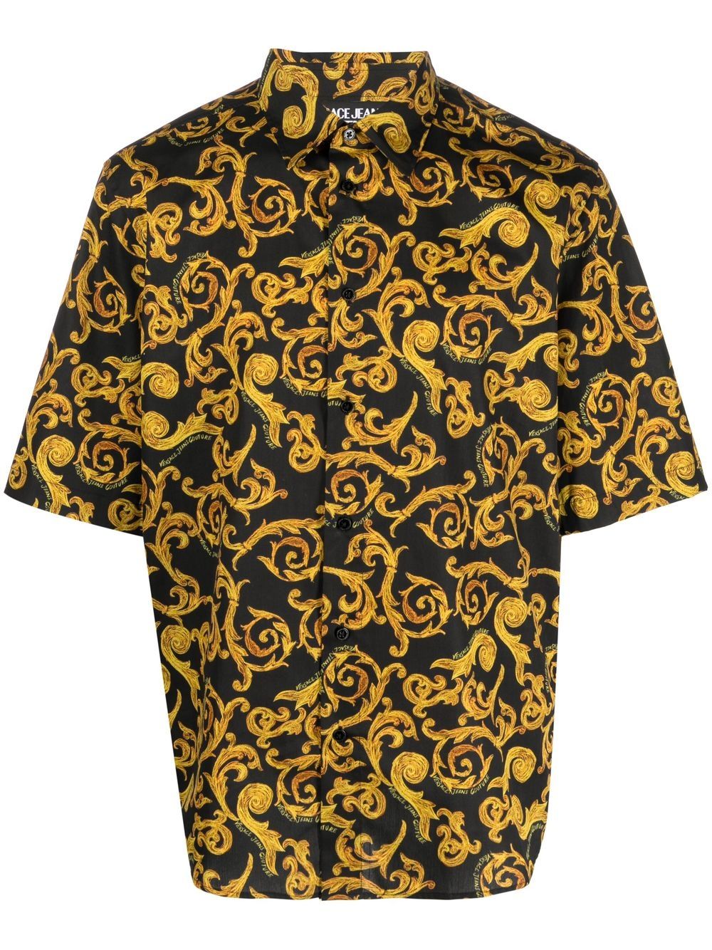 Versace Jeans Couture baroque-pattern cotton shirt - Black