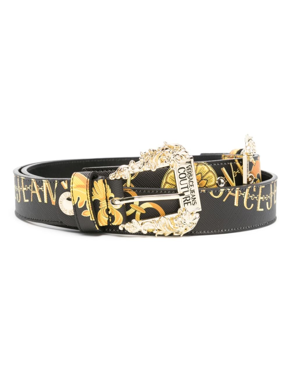 Versace Jeans Couture baroque-pattern leather belt - Black von Versace Jeans Couture