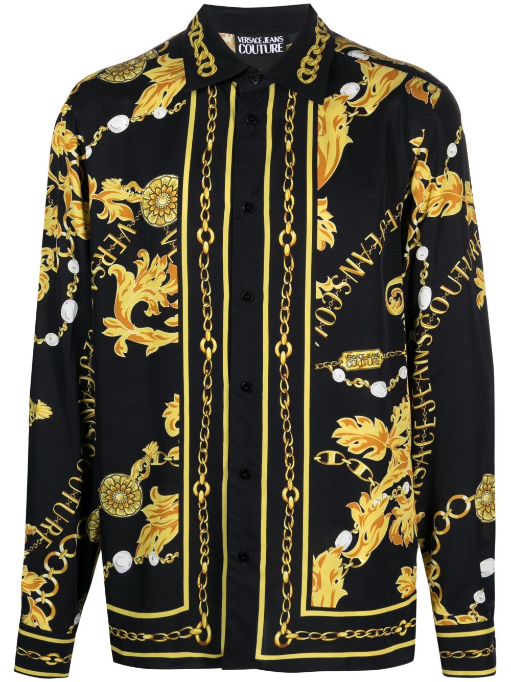 Versace Jeans Couture baroque-pattern long-sleeve shirt - Black von Versace Jeans Couture