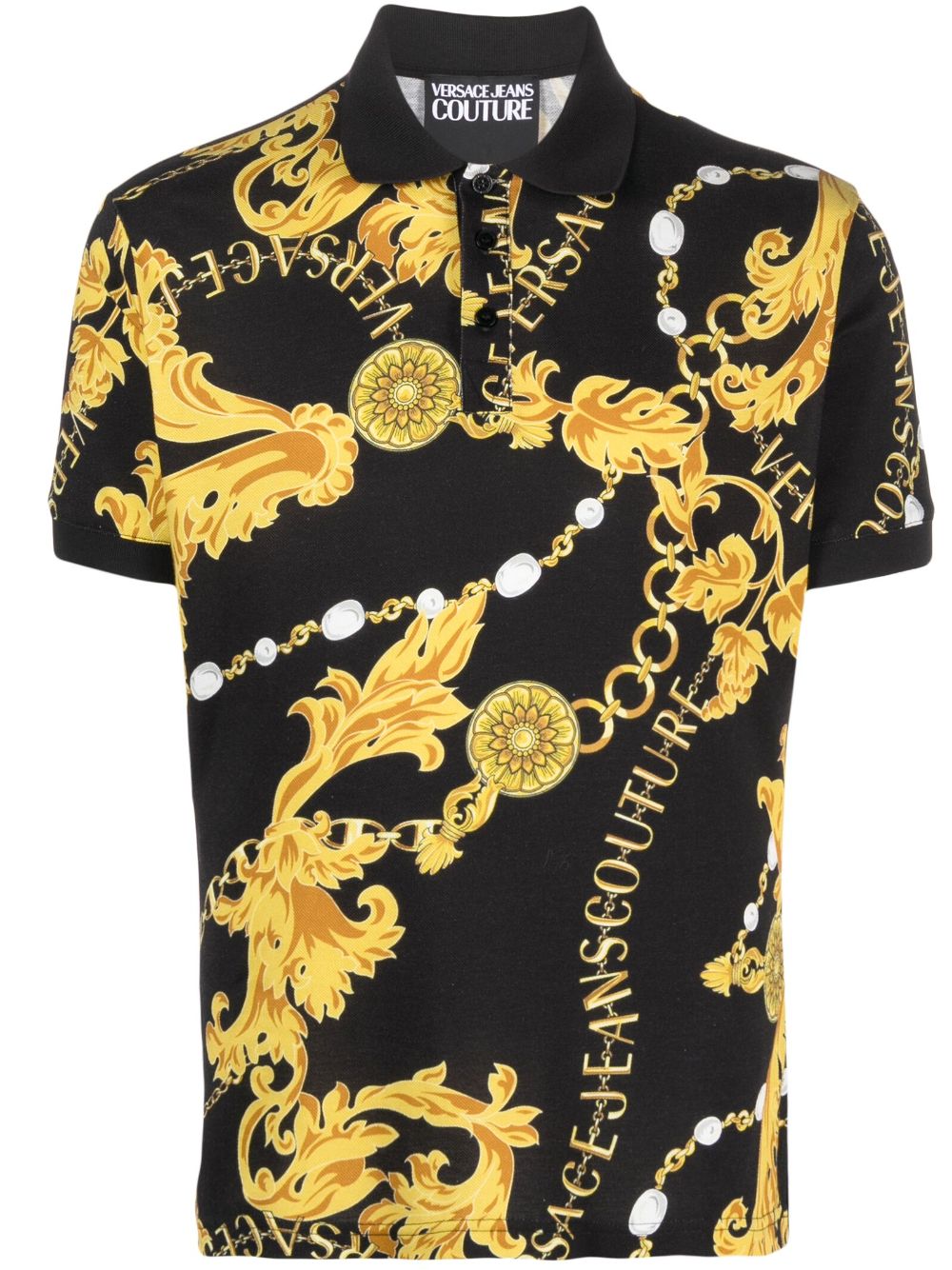 Versace Jeans Couture baroque-pattern polo shirt - Black von Versace Jeans Couture