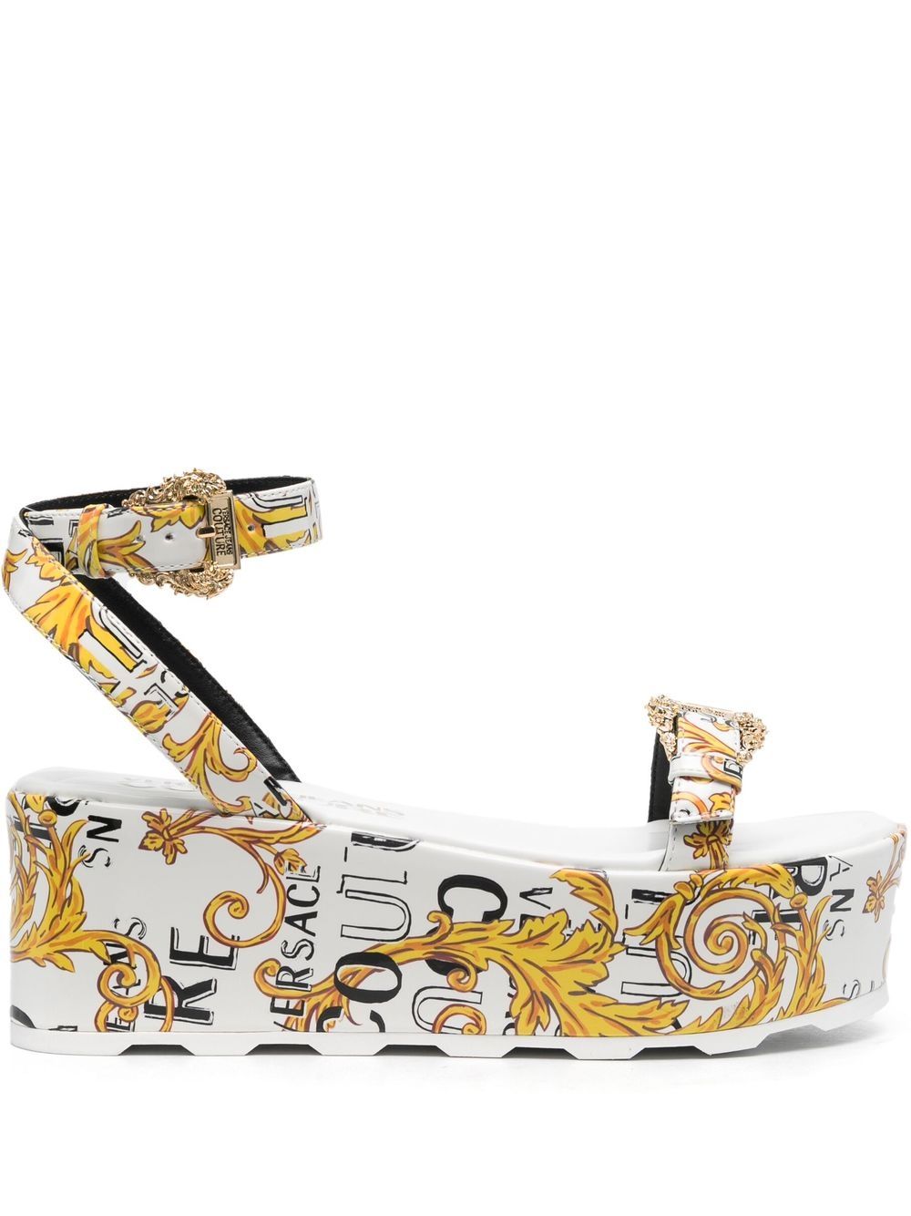 Versace Jeans Couture baroque pattern-print 70mm sandals - White von Versace Jeans Couture