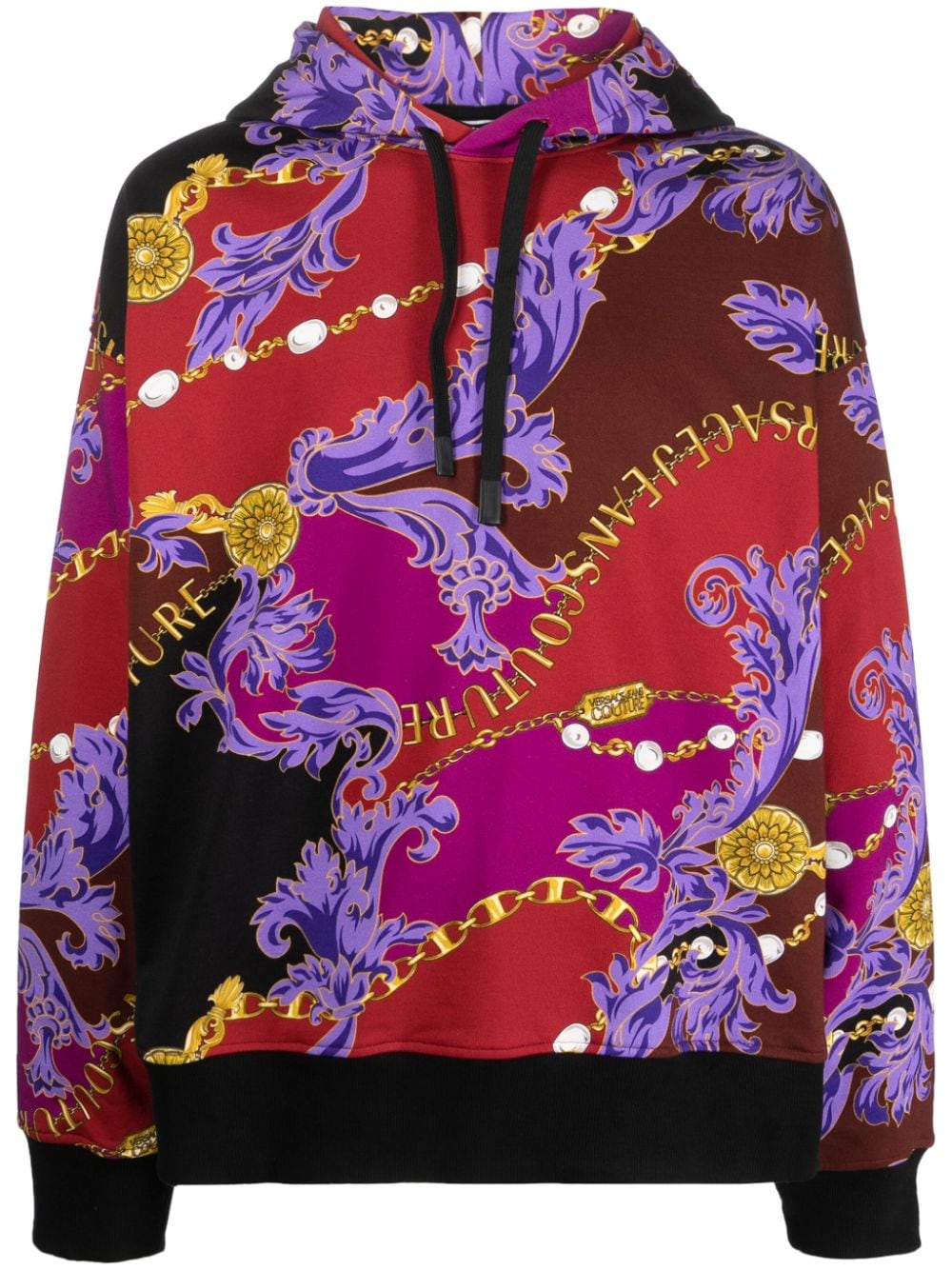 Versace Jeans Couture baroque-print cotton hoodie - Red von Versace Jeans Couture