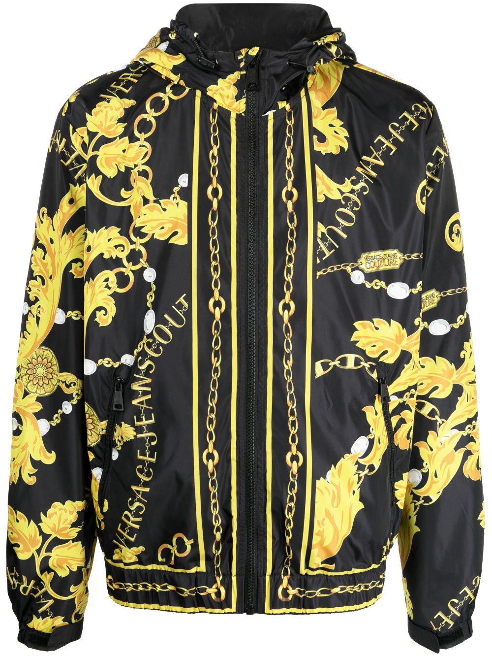 Versace Jeans Couture baroque-print hooded jacket - Black von Versace Jeans Couture