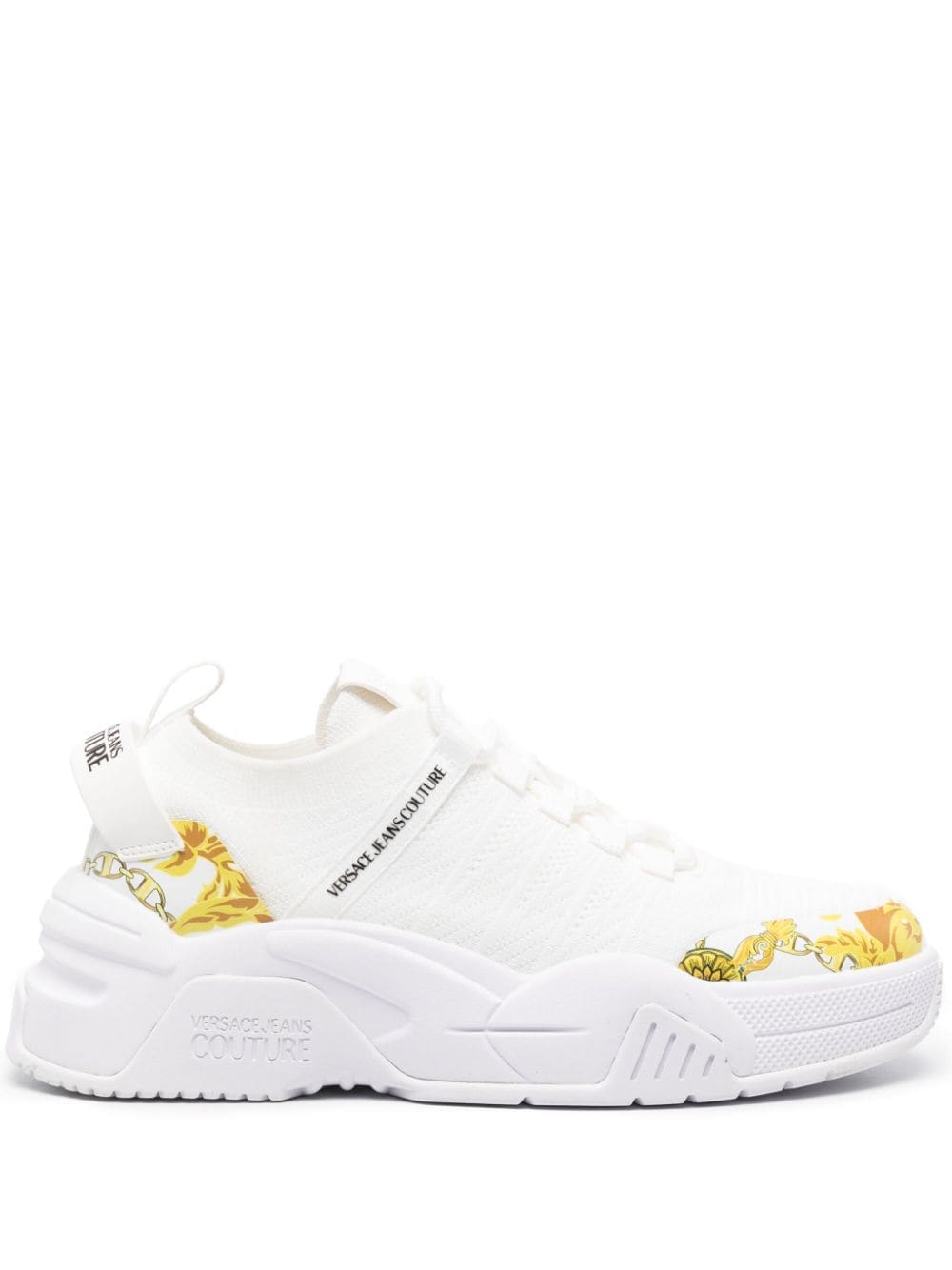 Versace Jeans Couture baroque-print leather sneakers - White von Versace Jeans Couture