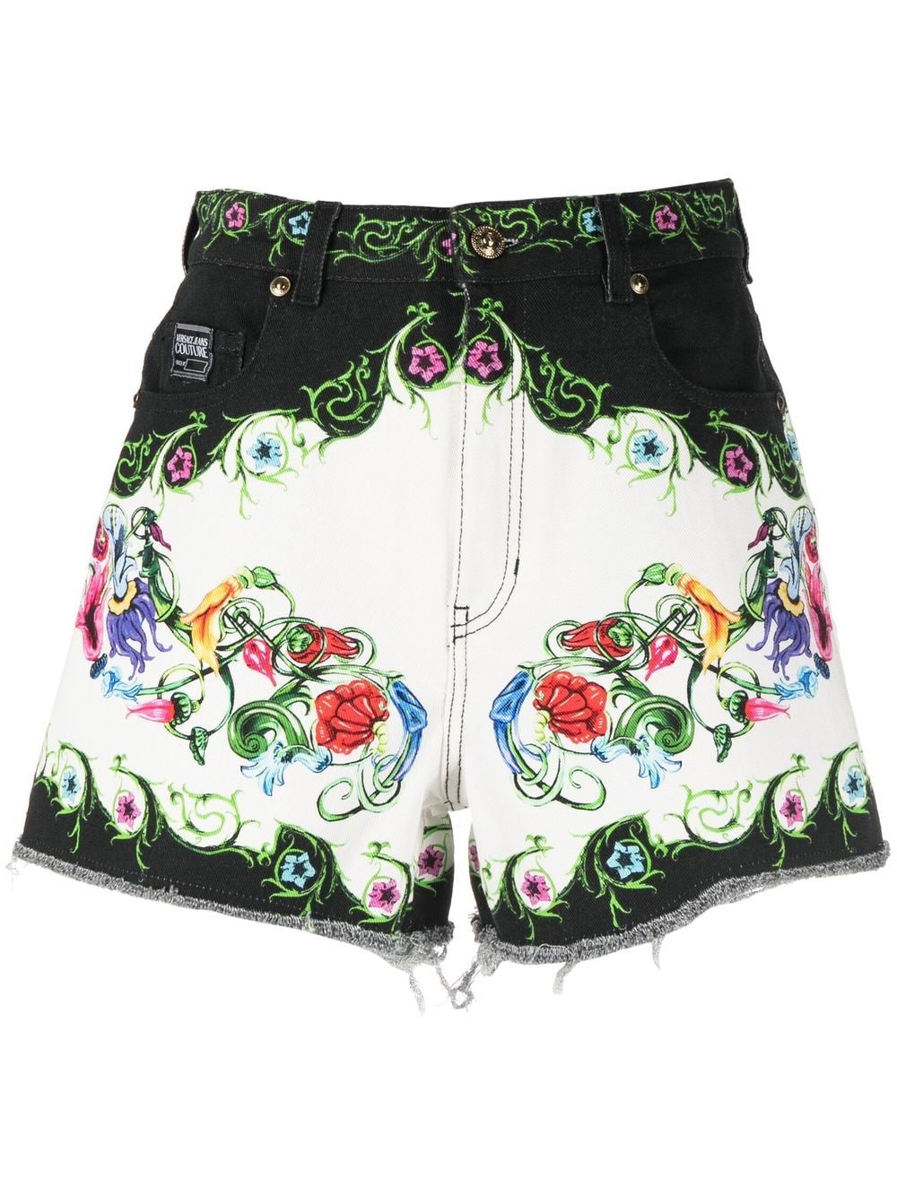 Versace Jeans Couture baroque-print short shorts - White von Versace Jeans Couture