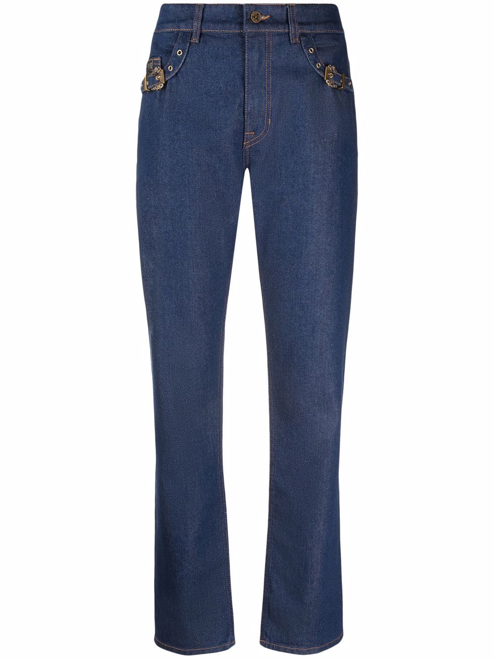 Versace Jeans Couture buckle-embellished straight jeans - Blue von Versace Jeans Couture