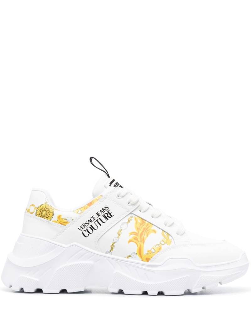 Versace Jeans Couture chain-link print leather low-top sneakers - White von Versace Jeans Couture