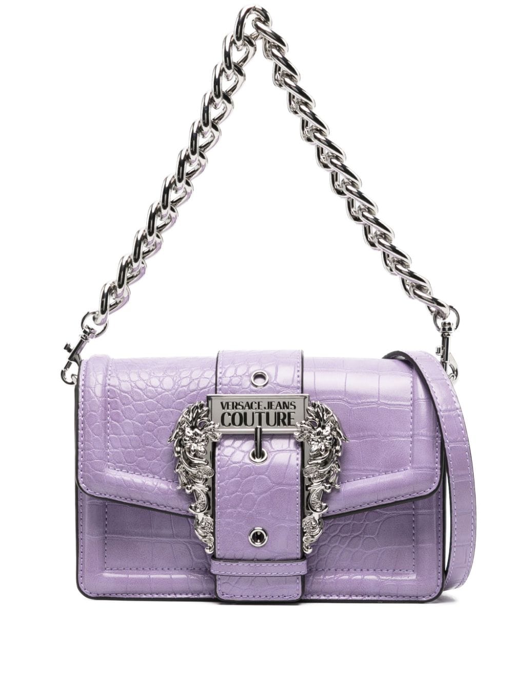 Versace Jeans Couture crocodile-embossed faux-leather bag - Purple von Versace Jeans Couture