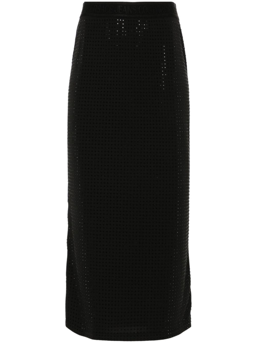Versace Jeans Couture crystal-embellished midi skirt - Black von Versace Jeans Couture