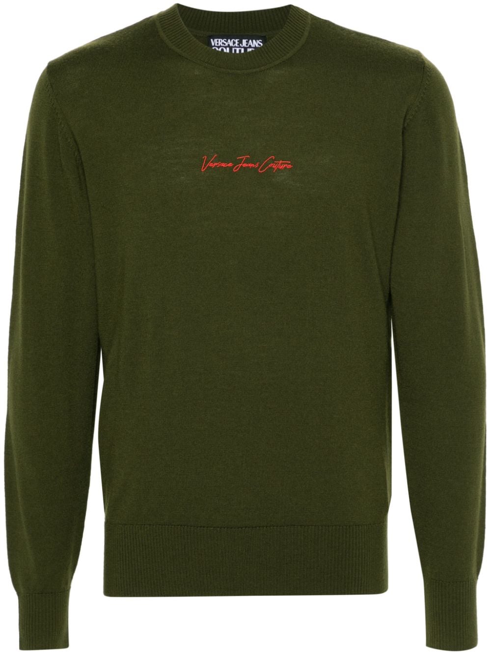 Versace Jeans Couture embroidered-logo wool jumper - Green von Versace Jeans Couture