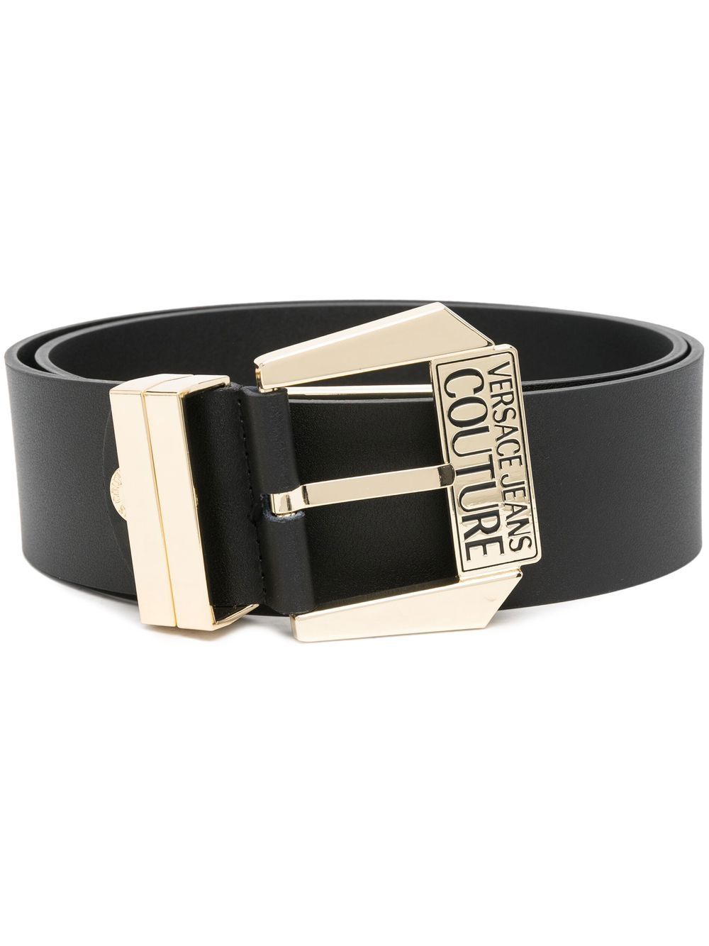 Versace Jeans Couture engraved-logo leather belt - Black von Versace Jeans Couture