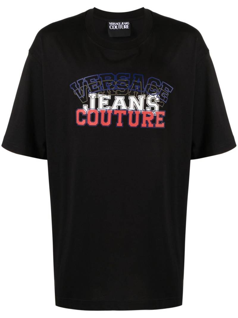 Versace Jeans Couture flocked-logo cotton T-shirt - Black von Versace Jeans Couture