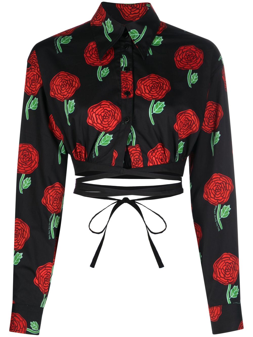 Versace Jeans Couture floral-print cropped blouse - Black von Versace Jeans Couture