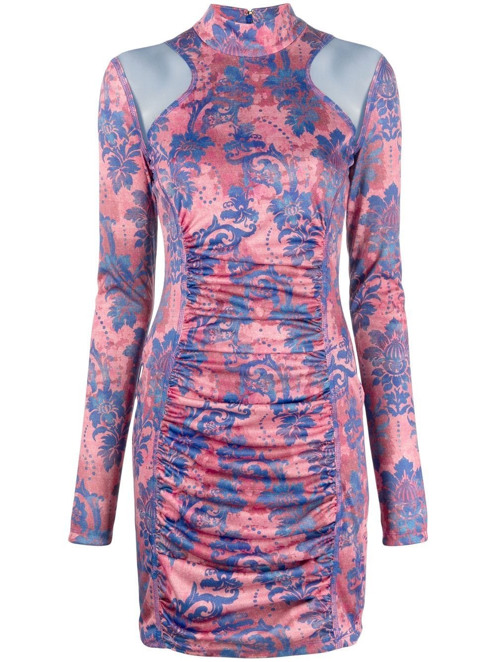 Versace Jeans Couture gathered paisley-print minidress - Pink von Versace Jeans Couture