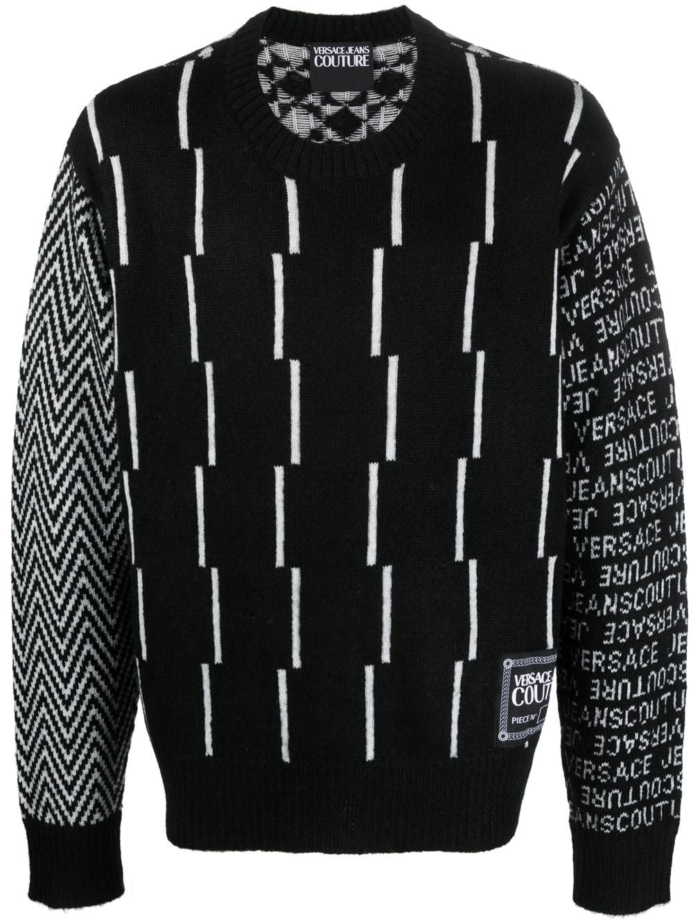 Versace Jeans Couture geometric intarsia-knit jumper - Black von Versace Jeans Couture