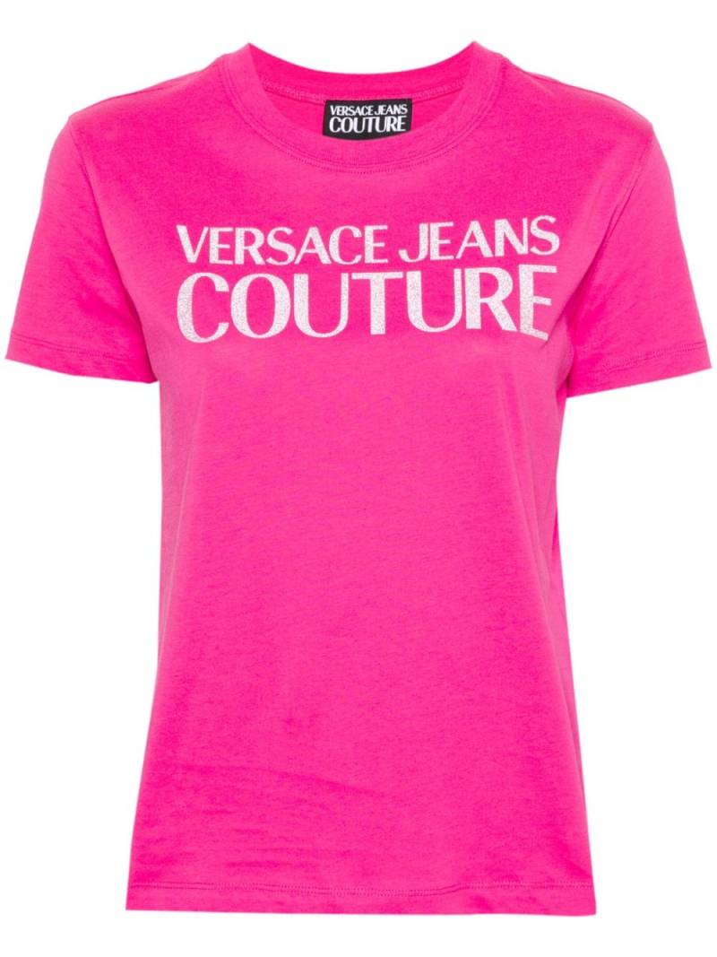 Versace Jeans Couture glittered-logo cotton T-shirt - Pink von Versace Jeans Couture