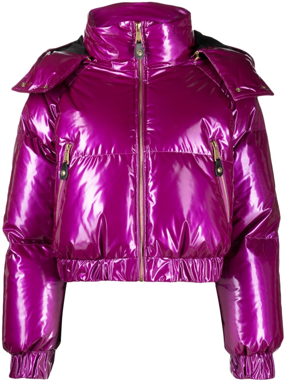 Versace Jeans Couture glossy-finish hooded puffer jacket - Purple von Versace Jeans Couture