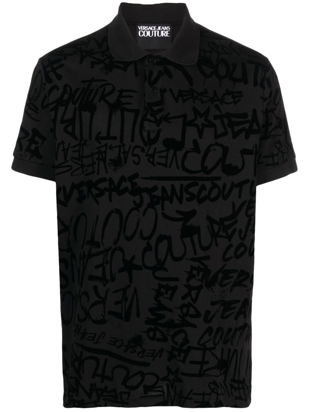 Versace Jeans Couture graffiti-print polo shirt - Black von Versace Jeans Couture