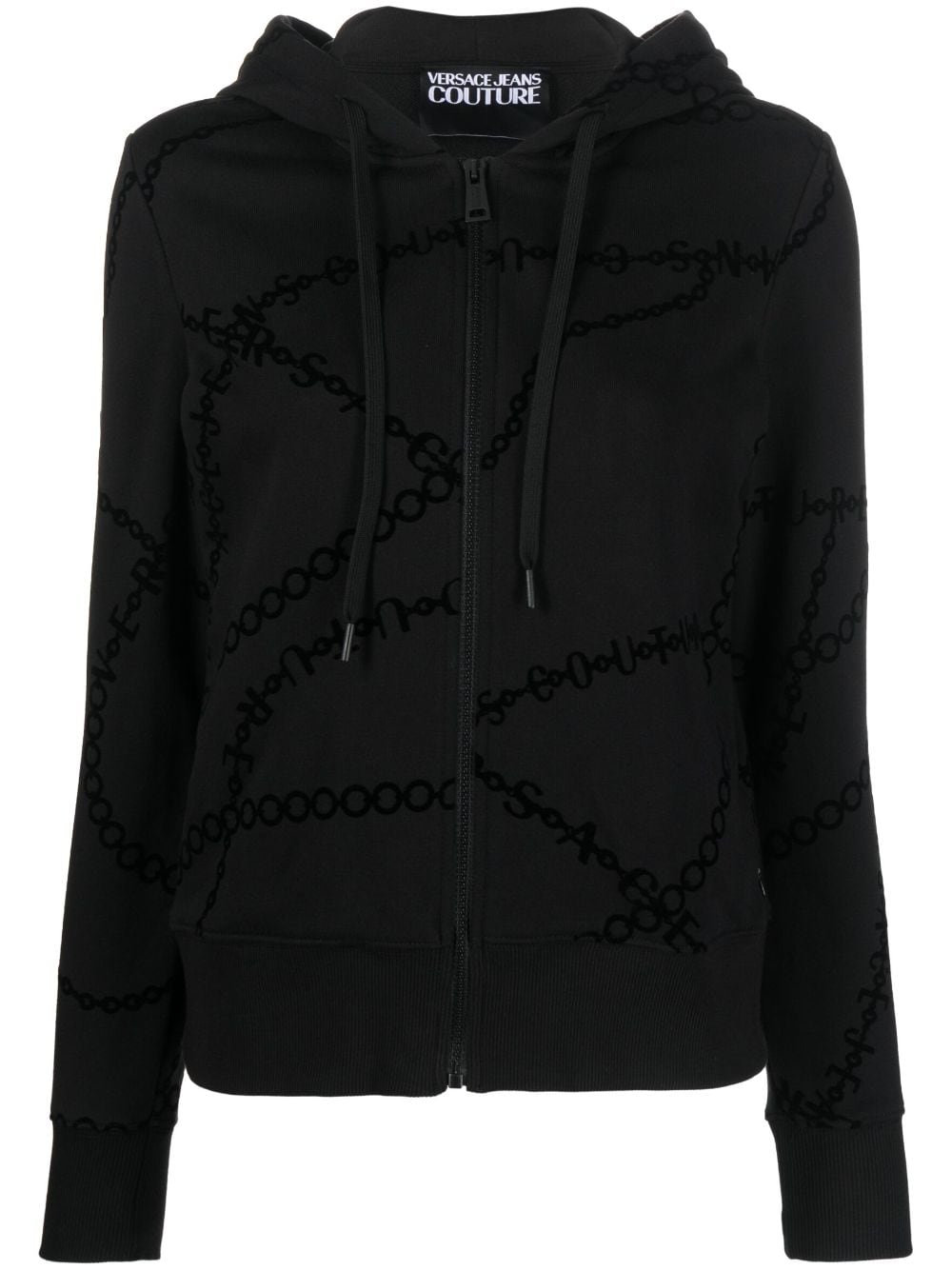 Versace Jeans Couture graphic-print cotton hoodie - Black von Versace Jeans Couture