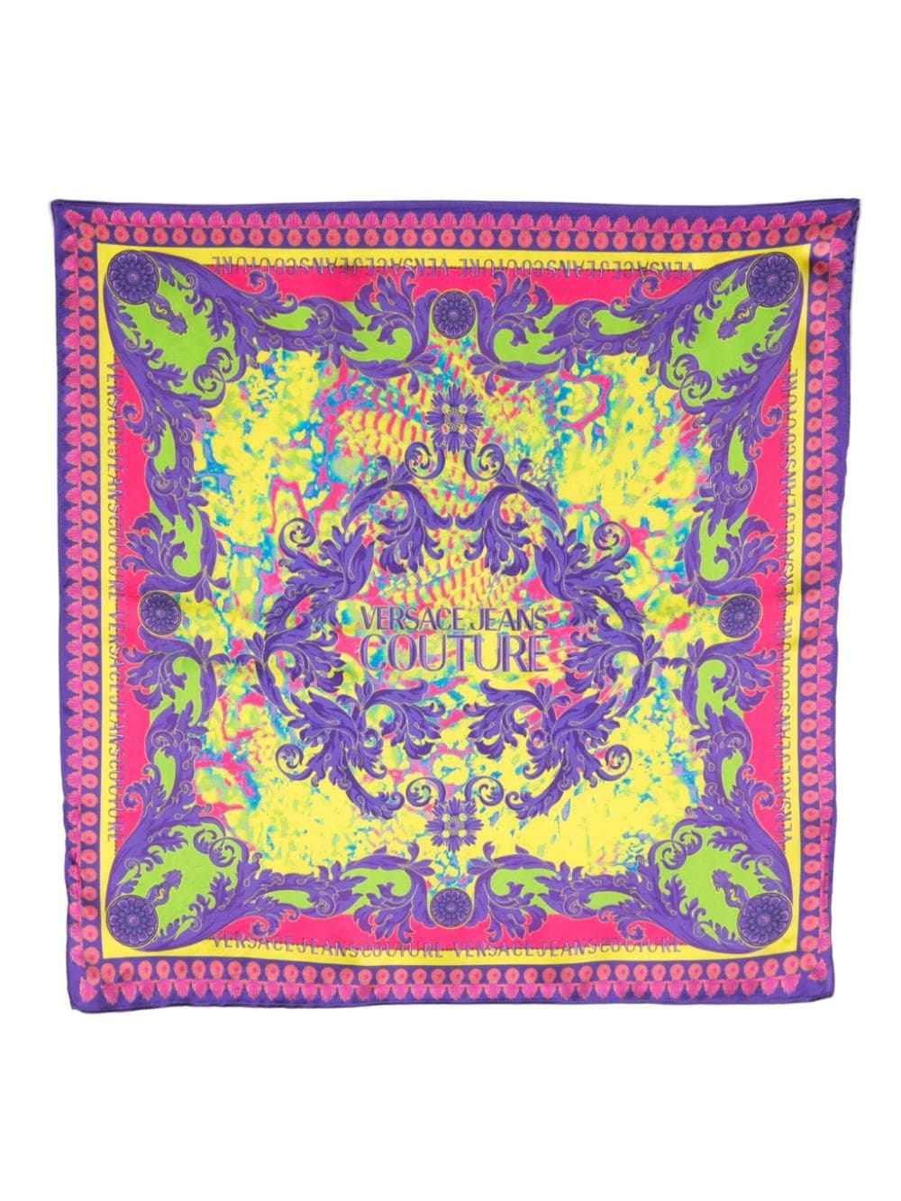 Versace Jeans Couture graphic-print silk scarf - Purple von Versace Jeans Couture