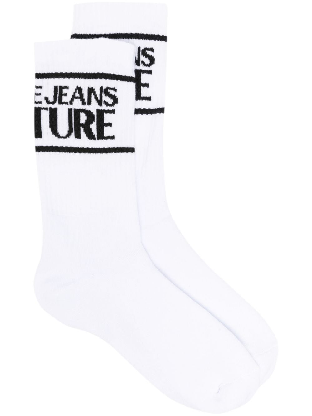 Versace Jeans Couture intarsia-knit logo socks - White von Versace Jeans Couture