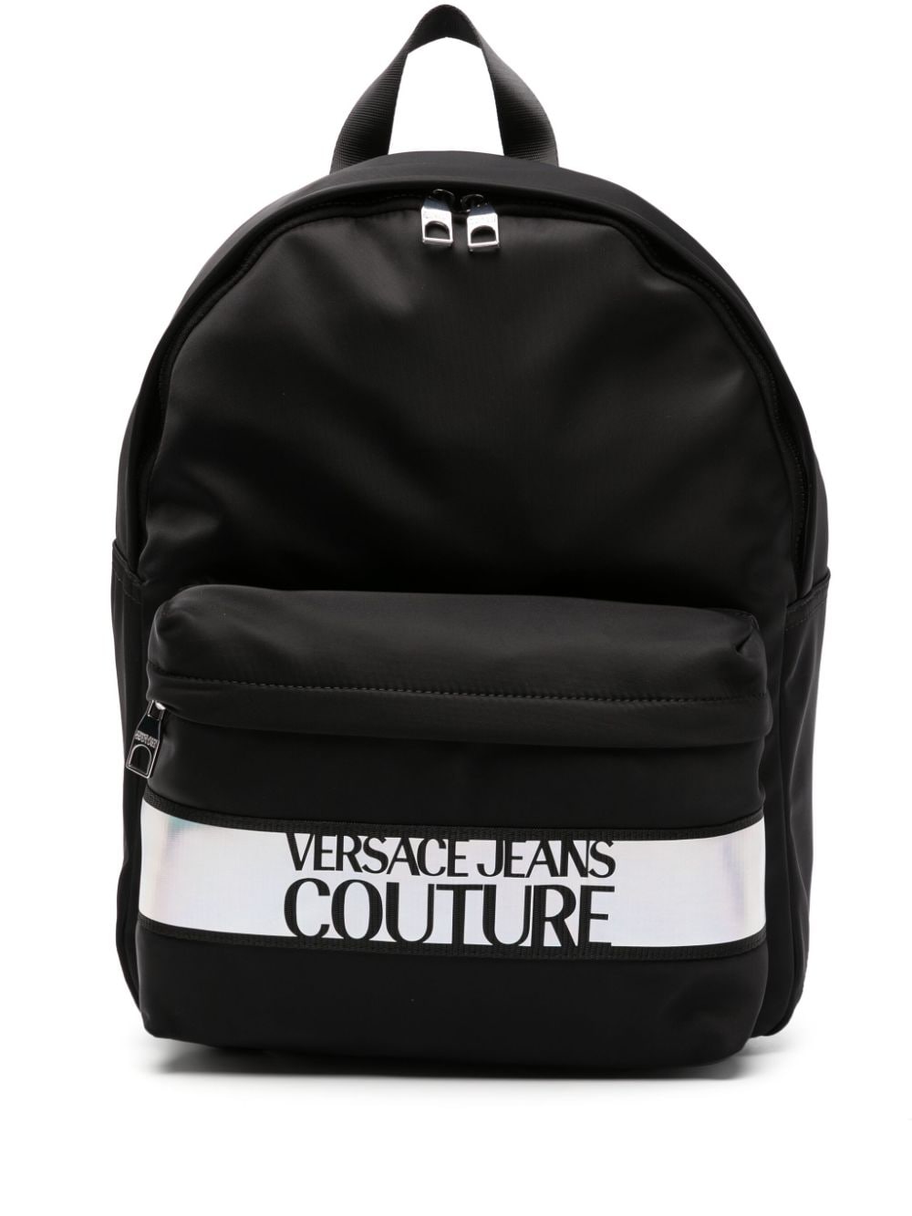 Versace Jeans Couture iridescent logo-print zip-up backpack - Black von Versace Jeans Couture