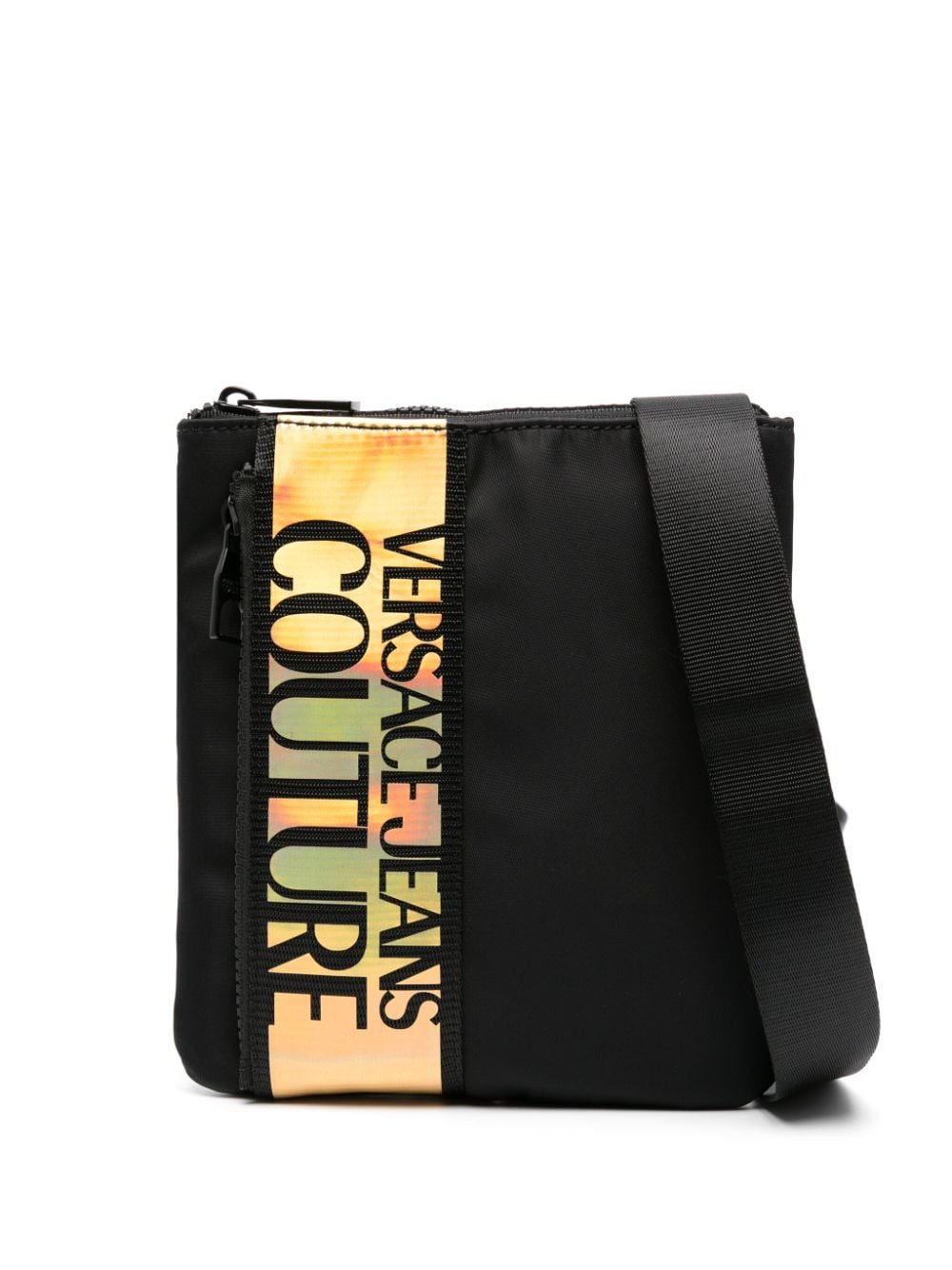 Versace Jeans Couture iridescent logo-tape messenger bag - Black von Versace Jeans Couture
