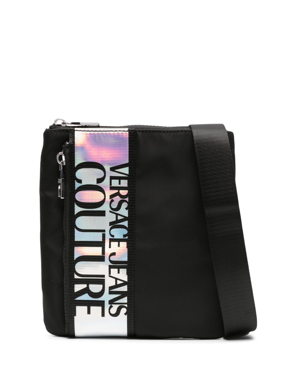 Versace Jeans Couture iridescent-trim padded messenger bag - Black von Versace Jeans Couture