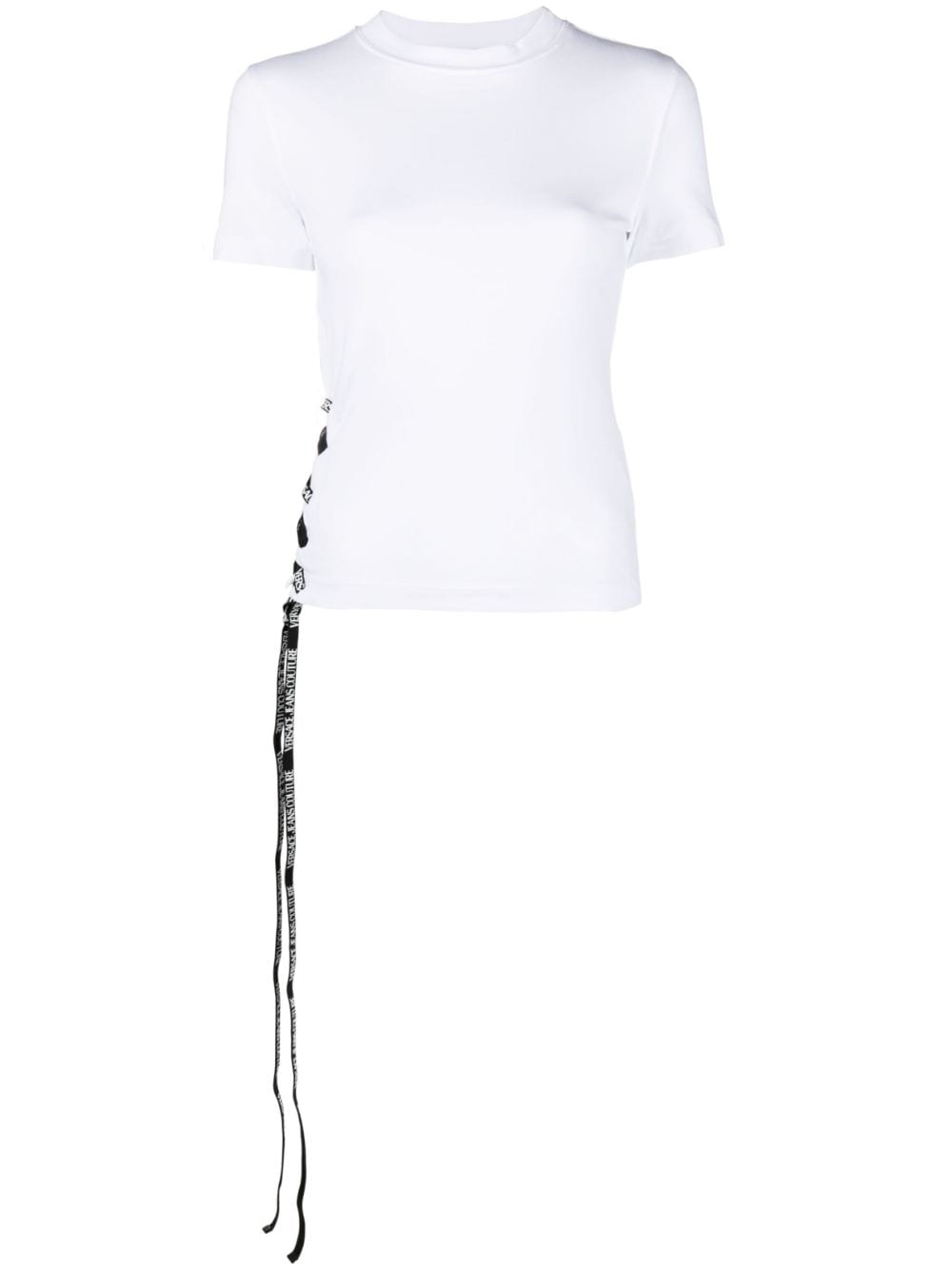 Versace Jeans Couture lace-up cotton T-shirt - White von Versace Jeans Couture