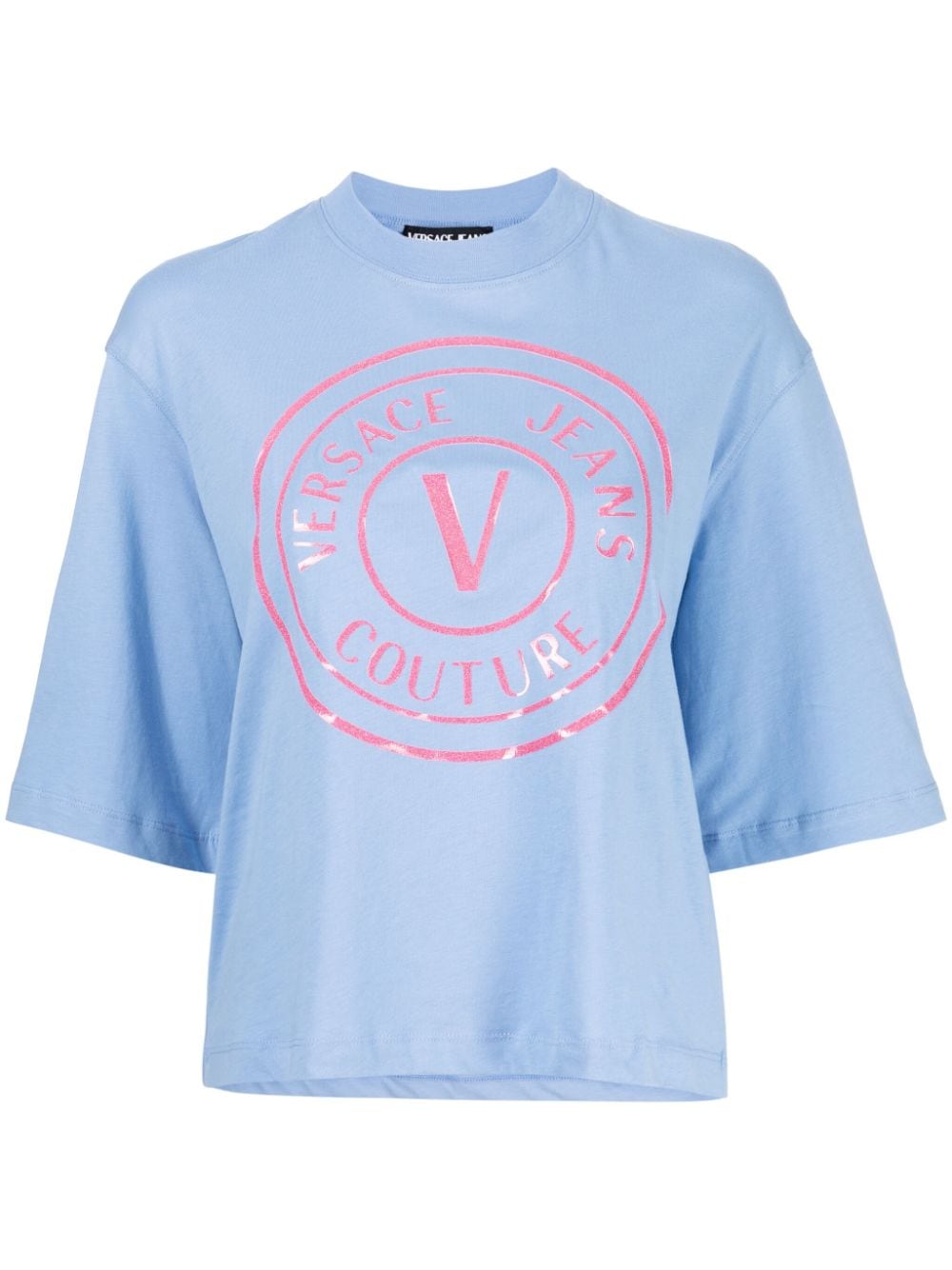 Versace Jeans Couture logo-appliqué cotton T-shirt - Blue von Versace Jeans Couture