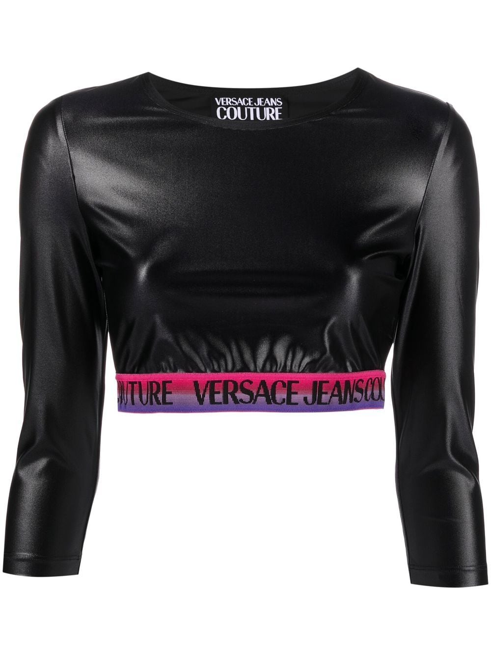 Versace Jeans Couture logo cropped top - Black von Versace Jeans Couture