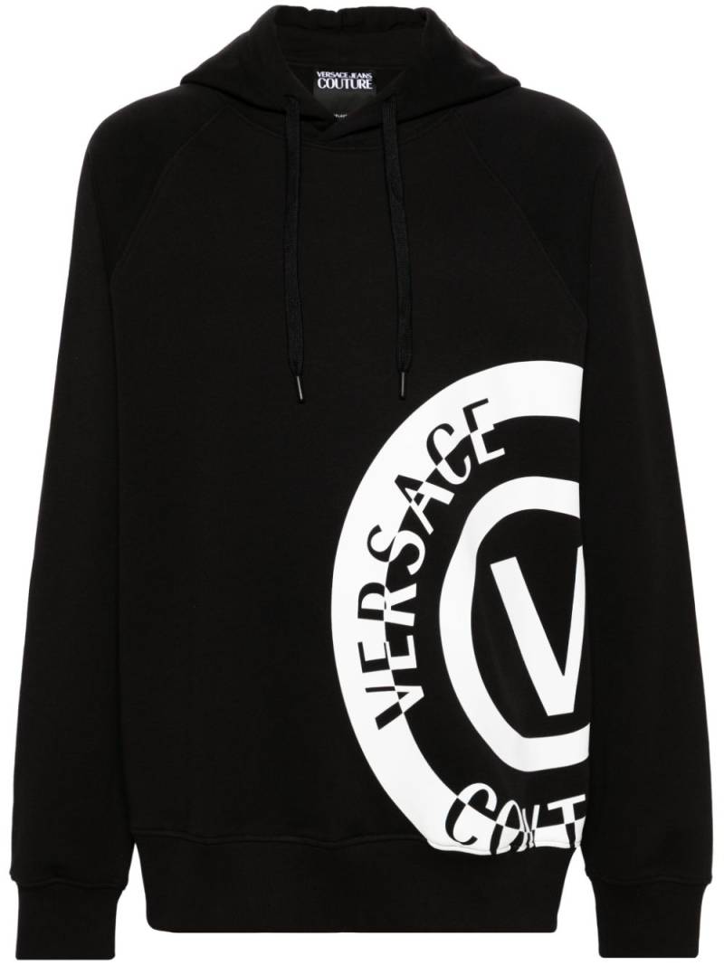 Versace Jeans Couture logo-embroidered cotton hoodie - Black von Versace Jeans Couture