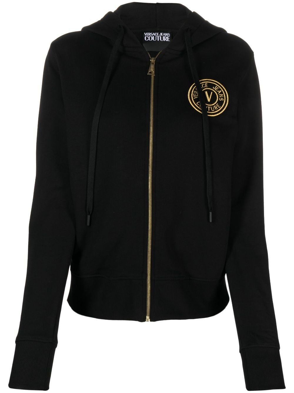 Versace Jeans Couture logo-embroidered cotton hoodie - Black von Versace Jeans Couture